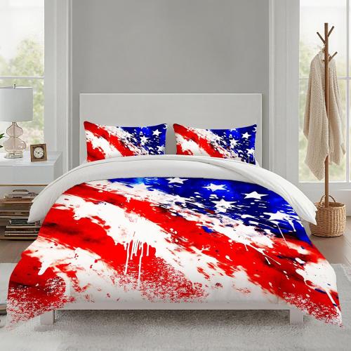 American Flag Bedding Set 3 Pieces Soft Comforter Cover Twin Size with 2 Pillowcases 1 Duvet Cover for Men Women Bedroom