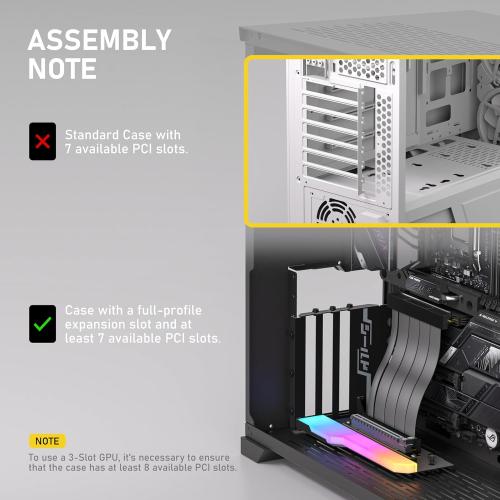 EZDIY-FAB Vertical GPU Mount with High-Speed PCIE 4.0 Riser Cable, Shield Series, 115mm/4.52in Flexible Extension, 90 Degree Connector, Only Compatible to Full-Opened PCIe Slots-Black-YIHPI344