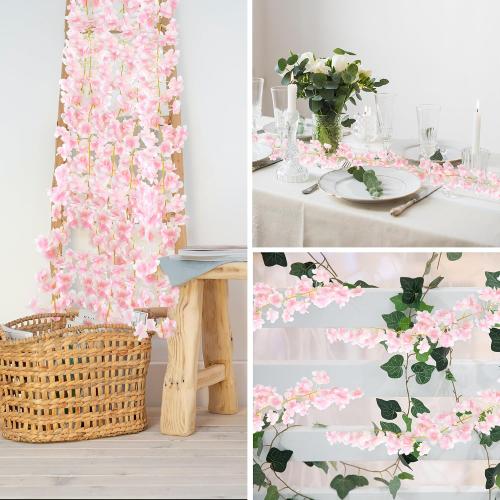 6PC 35.4FT Cherry Blossom Flowers Garland Vine for Decoration