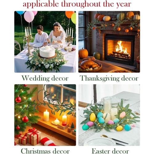 Fudios Lighted Olive Garland Battery Operated with Timer 96 LED Fairy Lights 6ft, Mantle Fireplace Vine Garland with Lights for Spring Easter Decoration Christmas Valentines Wedding Party