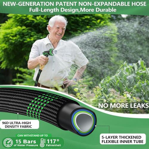 Non-Expanding Garden Hose, 2026 New Upgrated Non-Expandable Garden Water Hose - Ultra-Light & Flexible Burst-Resistant, Kink-Free Garden Hoses, All-Weather Use for Lawns, Gardens,Outdoor
