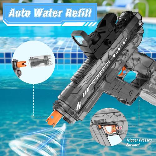 Electric Water Guns for Adults & Kids,Realistic Automatic Water Gun | with 26-32 FT Long Range,800ml Large Water Tank,Splash-Resistant Design,Summer Outdoor Pool Beach Toy for Backyard(2 Pack)