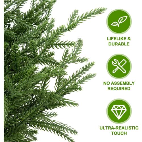 Norfolk Pine Christmas Tree Real Touch Faux Holiday Tree with Pot, Realistic Indoor Outdoor Decoration for Entryway, Living Room, Office, Apartment (5FT- 2Pack)