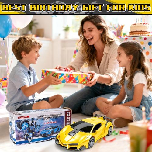 MISSING REMOTE RC Car, Remote Control Car for Boys 4-7 8-12 Gifts,1:18 Transform Robot Toy Car with 360° Rotating Led Lights & One Button Deformation,Kids Transform Toys for 3 4 5 6 7 8 9 10 Years Old
