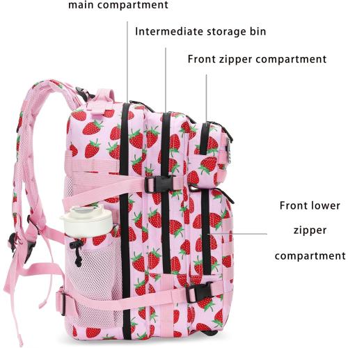 45L Tactical Assault Backpack 3 day assault pack with Molle Waterproof backpack Rucksack for Tactical Backpacks (Strawberry)