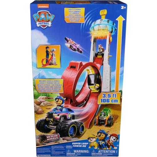 PAW Patrol: Rescue Wheels Super Loop Tower HQ, with Light, Sound, Vehicle Launcher, Chase Action Figure & Toy Truck, Kids Toys for Boys & Girls Age 3
