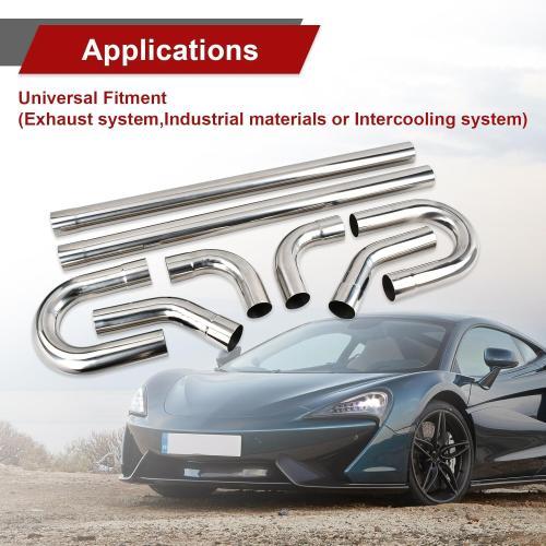 2.5'' Inch DIY Custom Mandrel Exhaust Pipe Tube Pipe Industry Pipe,48'' Straight Pipe,2.5'' OD Straight & Mandrel Bend Pipe(45/90/180 Degree) Kit,T304 Stainless Steel,Universal Fitment-8PCS