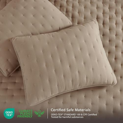 WDCOZY Beige Cloud King Size Quilt Set, Tan Lightweight Farmhouse Bedspread, Rustic Country Coverlet, Taupe Camel Soft Bedding, Thin Comforter for All Season - 3 Pieces, 104x90 inches‼️good condition and May Vary‼️