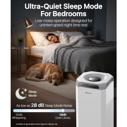 Afloia 1000ml/h Mist Free Humidifier and Air Purifier in One for Bedroom | Evaporative Humidifier Combo, 4-Way Airflow, Top Fill Design, Quiet Sleep Mode, Up to 20H Runtime, Auto Humidity Control