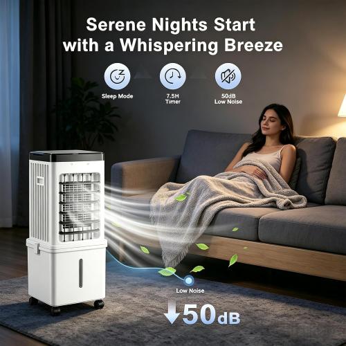 Portable Evaporative Swamp Cooler, Windowless Small Portable Air Conditioner with 4.2Gal Water Tank, 4 Wind Modes 3 Speeds, Personal Mini Air Cooler for Bedroom Office Dorm Small Room Indoor Use
