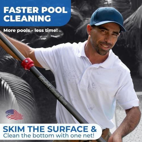 ProTuff 23 Fine Pool Net for PROS – “490 Promise” Unlimited Unconditional Replacement – Cleans 3X Faster Than Vacuum – Wide Pool Skimmer Net with Deep Bag for Easy Maintenance of Leaves, Bugs, Debris