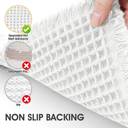 IM HOME Waffle Bath Mat Set 3 Piece White,Woven Modern Bath Rug Mats, Absorbent Non Slip Bath Floor Mat, Soft Washable Boho Bath Rugs with Tassels for Bathroom, Bedroom, Kitchen,Tub