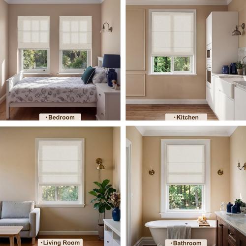 No Drill Roman Shades,Light Filtering-Beige,32 W x 72 H | No Tools Roman Blinds,UV Protection,Thermal Insulation,Easy to Install,Suitable for Kitchens,Bedrooms,Living Room