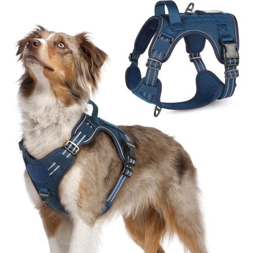 Size S ....rabbitgoo Dog Harness No Pull, Military Dog Harness Medium Sized Dog with Handle & Molle, Easy Control Service Dog Vest Harness Training Walking, Adjustable Reflective Tactical Pet Harness, Blue,