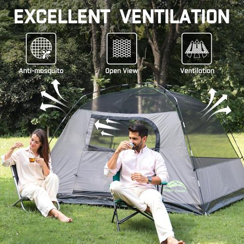 Happy Travel Camping Tent, 4/6 Person Dome Tents for Camping with Rainfly, Waterproof Clip Easy Setup Portable Family Tent with Mesh Windows, 20% More Headroom Backpacking Tents for Camping & Hiking