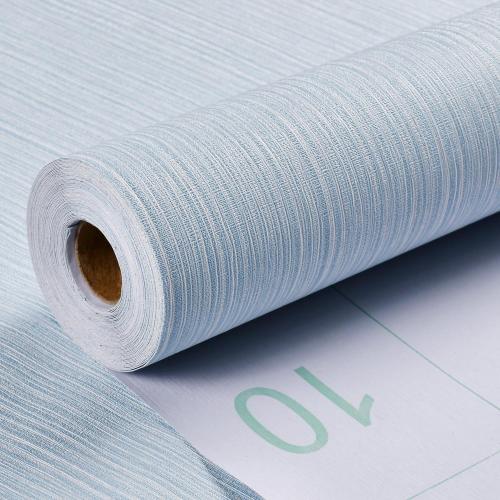 Haimin Grasscloth Wallpaper Textured 24in X 393in Fabric Contact Paper Light Blue Wall Paper Textured Linen Peel and Stick Self-Adhesive Thick Vinyl Embossed Film Wallpaper