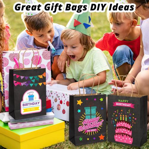 COLOR PINK ❗ ❗ HavrePac 100 Pack 5.9x3.15x8.26 inch Small Gift Bags, Kraft Black Bags with Handles Bulk for Birthday Party Favors,Gift Paper Bags,Retail Shopping Business Goody Craft Gift Bags