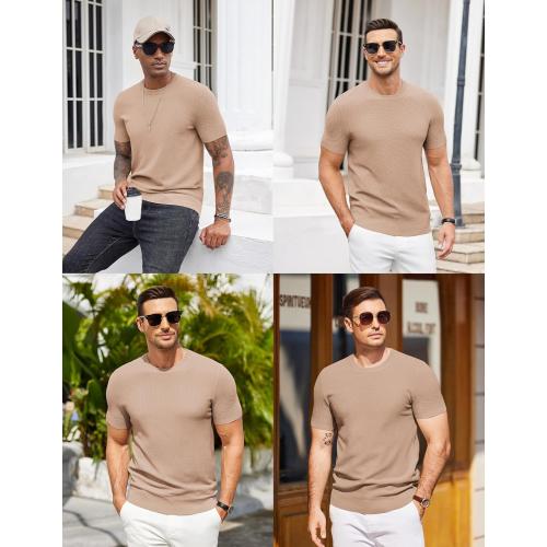 Threadbare Mens Knit T-Shirts Summer Waffle Shirts Vintage Shirts Short Sleeve Crew Neck Tee Shirt Casual Crochet Top.  Size medium