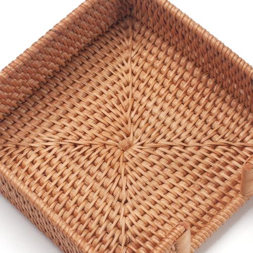 Rattan Napkin Holder Square, Napkin Holders for Paper Napkins, 7.5 x 7.5 x 2.5, Wicker Napkin Tray, Woven Guest Towel Holder for Restaurant/Kitchen/Bathroom Napkin Holder for Table