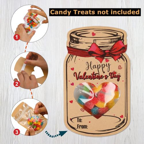 Valentines Day Cards for Kids-50 Pack Happy Valentine's Day Card Bulk with 50 Treat Bags-DIY Valentine Exchange Cards for Boys Girls Toddler School Class Classroom Party Favors (Candy Not Included)