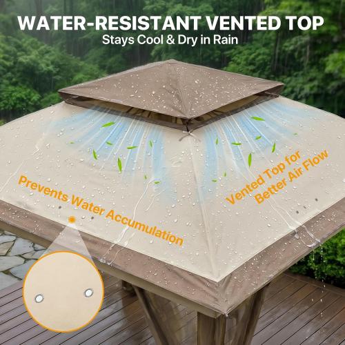 COOS BAY 11x11 Pop Up Gazebo with Mesh Netting, Instant Outdoor Canopy Tent, Water Resistant Shelter with UPF 50  UV Protection, 121 Sq Ft Coverage, Beige