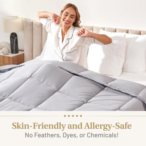 Truth North Gray Comforter twin – Fluffy Down Alternative Duvet Insert, Light Gray Comforter, All-Season Bedding, Hypoallergenic, Machine Washable, Twin Duvet Insert with Corner Loops