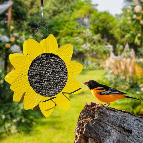 Liffy Sunflower Metal Cardinal Bird Feeder - Hanging for Outdoor Garden, Window 12inch