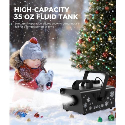 IMONE 650W Snow Machine Christmas Gift Snow Maker Machine,Artificial Snow Making Machine Snowflake Machine,Snow Machine Indoor with Remote Snow Machines for Outdoors Party Parade Picture