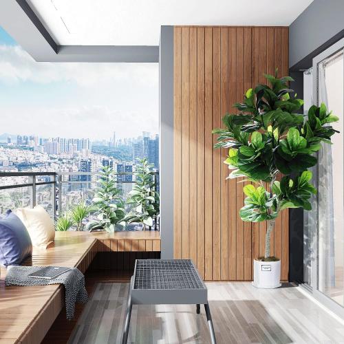 6ft Full Artificial Fiddle Leaf Fig Tree (72in) with Plastic Nursery Pot Faux Tree, Ficus Lyrata Fake Plant for Office House Farmhouse Living Room Home Decor (Indoor/Outdoor)