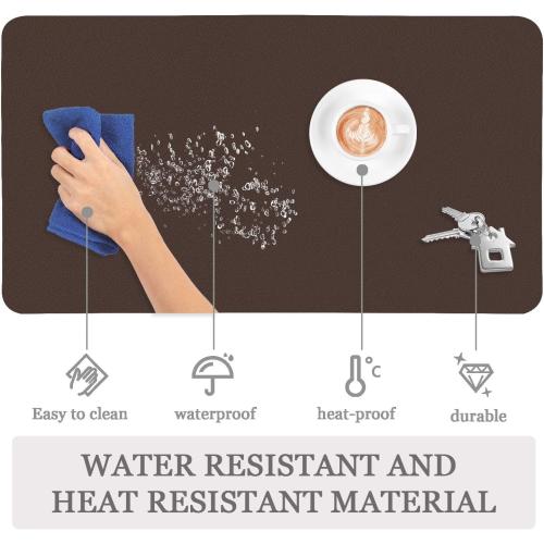 YSAGi Non-Slip Leather Desk Pad, Waterproof Laptop Computer Desk Keyboard Mat, Table Protector Blotter Mat, Large Mouse Pad for Office/Work/Home/Decor(Dark Brown, 23.6 x 13.7)