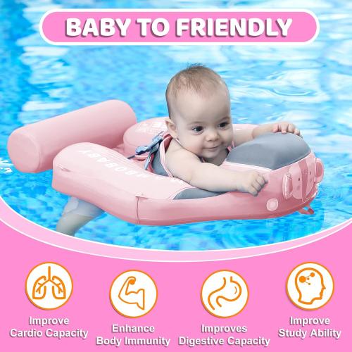Mambobaby Baby Swim Float with Canopy & Tail Infant Pool Float Non-Inflatable Toddler Swim Float with Skin-Friendly Material for 3-24 Months Baby Boys Grils Elephant Pink | UPF50  Sun Protection, Skin-Friendly, Non-Inflatable, Removable Canopy & Tail, 3-24 Months Baby Boys Girls