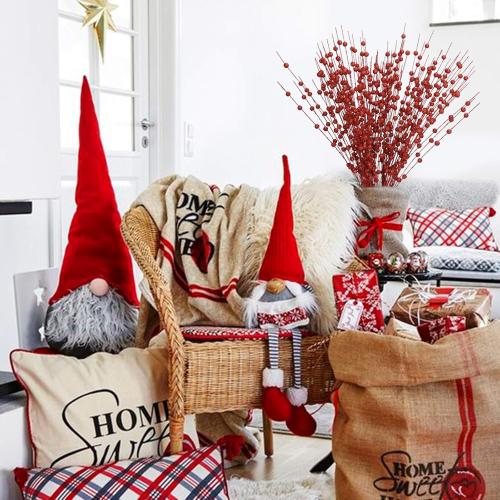 GREENTIME 10 Pack Red Artificial Glitter Berry Stem Ornaments 15.7 Inches Fake Christmas Picks Decorative Glitter Sticks for Vase Christmas Tree DIY Wreath Crafts Fireplace Decor