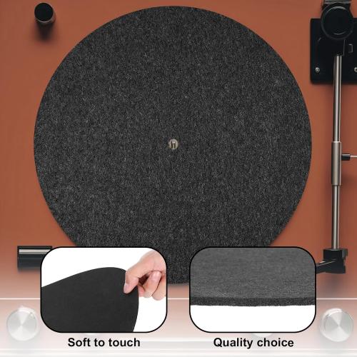 2 Pcs Record Player Mat, Turntable Platter Mat, 12 Inch 3mm Turntable Slipmat Wool Mat, Record Protective Mat, Anti-Slip & Anti-Static Felt Record Pad, Turntable Rubber Mat for Home Record Players
