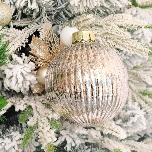 Large Christmas Ball Ornaments, Oversized Shatterproof Plastic Decorative Hanging Mercury Ornaments Ball for Xmas Holiday Party Decorations (Champagne, 6.0)