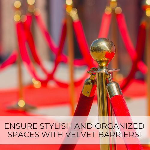 4 PCS Red Velvet Rope - 5 Ft Red Carpet Velvet Rope for Ceremonies Hanging Stanchion for Parties Crowd Queue Line for Safe Control