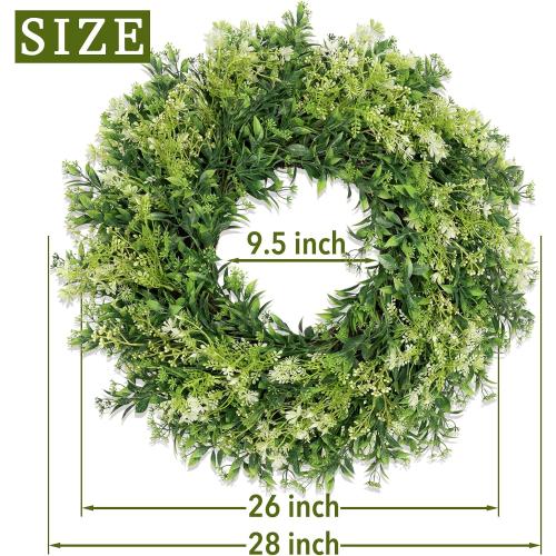 28 Inch Large Eucalyptus Wreaths for Front Door Artificial Green Leaves Greenery Indoor Outdoor Wreath Home Decor Porch Window Wall Farmhouse Door Decorations Spring Summer Fall All Seasons
