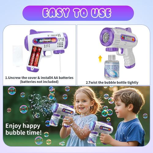 3 Pack Bubble Guns with Bubbles Solution: Automatic Bubble Maker Machine for Boys Girls, Bubble Guns Outdoor Toys for Toddlers, Party, Wedding Birthday Gifts for Ages 3 4 5 6 7 8 Year Old Kid
