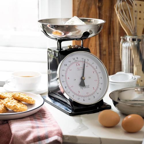MARLIZ Kitchen Scale 11Lb/5Kg with 2 Bowls |Mechanical dial Scale| Vintage Kitchen Scale| Pesa para alimentos| bascula de cocina|Red|Bakers Scale