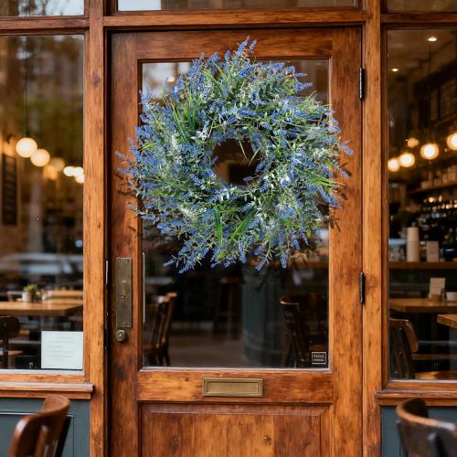 26'' Large Lavender & Eucalyptus Wreath for Front Door - Artificial Eucalyptus Leaves Greenery Outdoor Wreath for Wedding Farmhouse Porch Wall Room Home Decor (Blue)