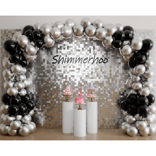 Silver Shimmer Wall Backdrop Panel - Decorations Panel | Wedding, Birthday, Anniversary, Engagement & Bridal Shower Party Decor (48pcs)