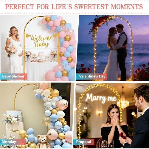 Gold Metal Arch Backdrop Stand, 6.6FT Wedding Arch Stand for Birthday Party Bridal Baby Shower Graduation Ceremony Photo Booth Garden Floral Balloon Arches Decoration