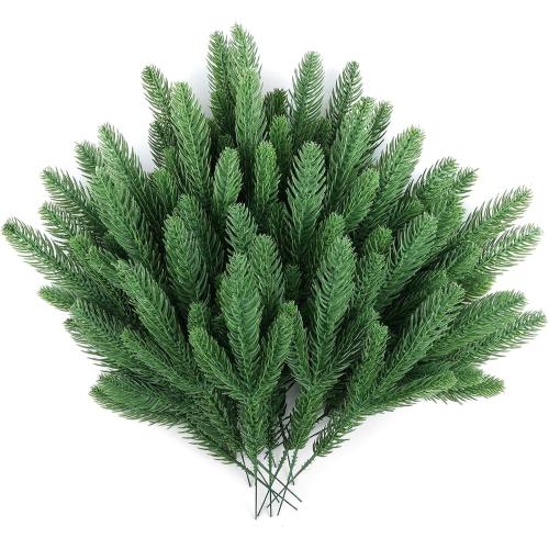 Hananona 150 Pcs Artificial Pine Branches Christmas Greenery Pine Picks DIY Cedar Picks and Sprays Accessories for Christmas Garland Wreath and ChristmChristmas Home Decor (150, Green)