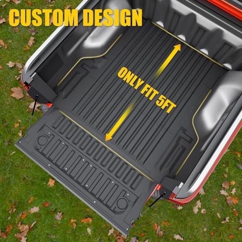 Truck Bed Mat Compatible with 2024 2025 2026 Ford Ranger 5FT Bed Liner Protector Tailgate Protector Cargo Mat TPE Cargo Linder for 2025 Ranger Accessories