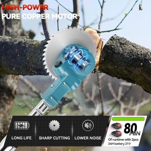 Electric Weed Wacker with 21V High-Power Motor, 3-in-1 Blades & Adjustable Telescopic Pole – Cordless Grass Trimmer with Wheels & Debris Shield String-Trimmers