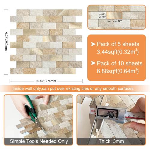 Color Grey VAOVI Peel and Stick Backsplash Tile for Kitchen Subway Self Adhesive Bathroom Wall Stickers