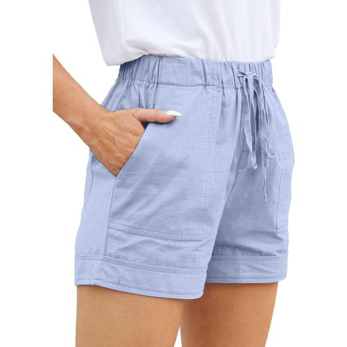 Size S.....Womens Comfy Drawstring Casual Elastic Waist Pocketed Loose Fit Shorts Plus Size