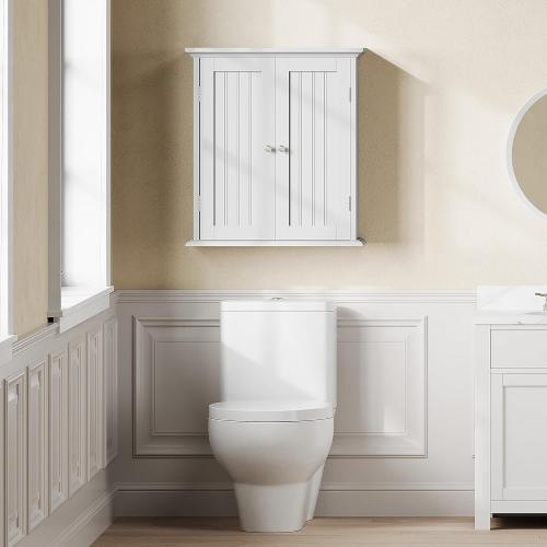 ChooChoo Bathroom Wall Cabinet, Over The Toilet Space Saver Storage Cabinet, Medicine Cabinet with 2 Door and Adjustable Shelves, Cupboard