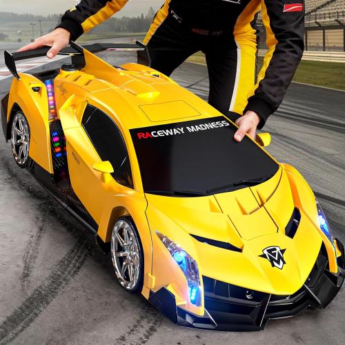 Victory Infinity Power 1:10 Big Size Transform RC Car, Gesture Sensing Transformation 2.4GHz Remote Control Car, One Button Deformation to Robot with LED Lights, Transforming Toy Cars Gift for Kids Age 8-12 Years Old Boys