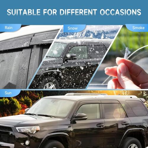 Rain Guards Fit for Toyota 4Runner 2010-2024, Durable Tape-on Window Deflectors, Wind Deflector Sun Guard, 2010-2024 4Runner Rain Guard, Black 4 pcs