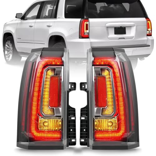 Pair LED Taillight Replacement for 2015-2020 GMC Yukon/Yukon XL Denali SLE SLT, Automotive Rear Light Assembly with Bulbs and Harness - OE Style Tail Lights Kit